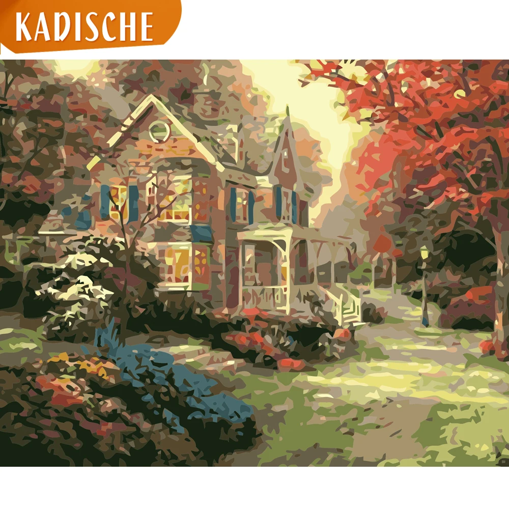 KADISCHE краска для рисования по номерам пейзажи Сделай Сам масляная Раскраска