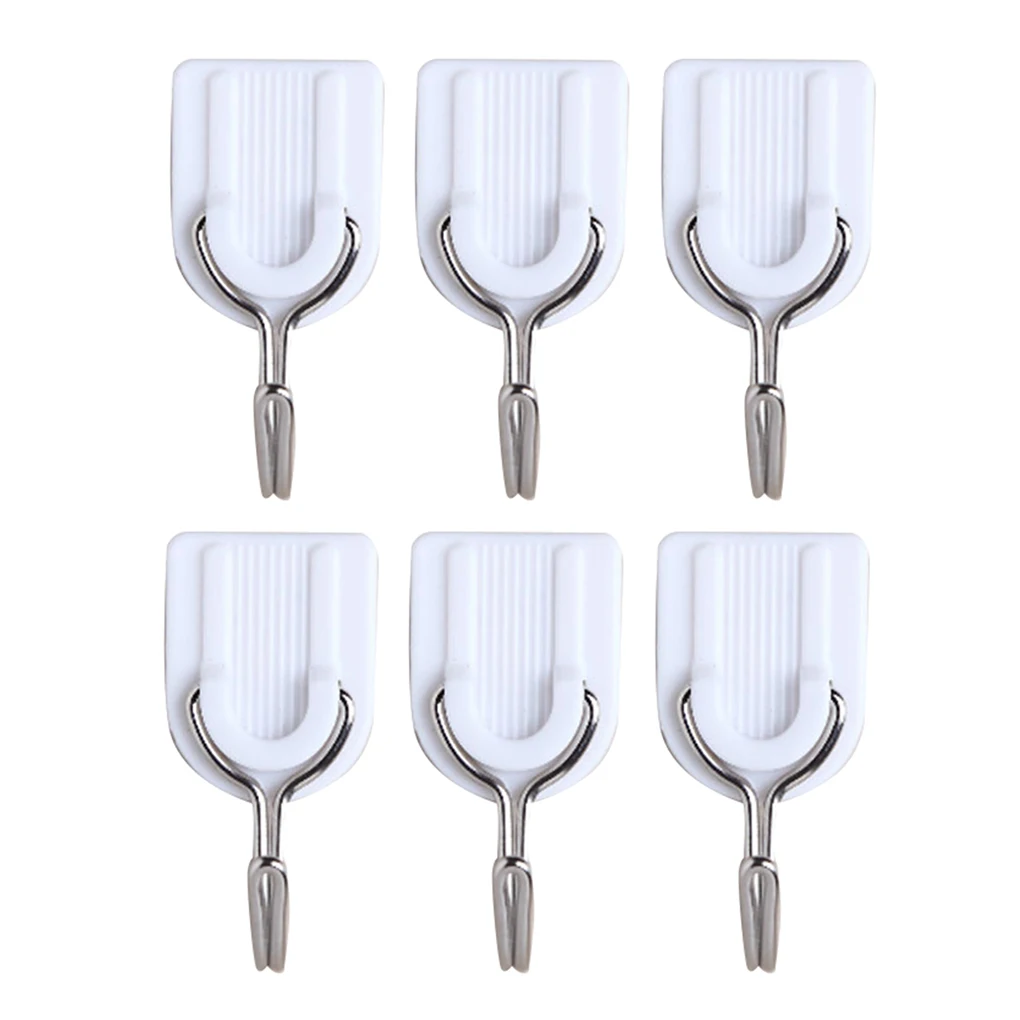 

6Pcs Door Wall Hanger Holder Tiles Glass Adhesive Strong Sticky Hooks Bathroom Kitchen Utensil Clothing