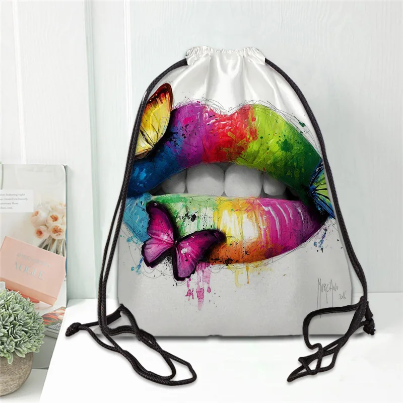 

Custom colorful paintings by patrice murciano Drawstring Bag Satin Soft Bag Portable Custom Logo Printing Backpack More Size