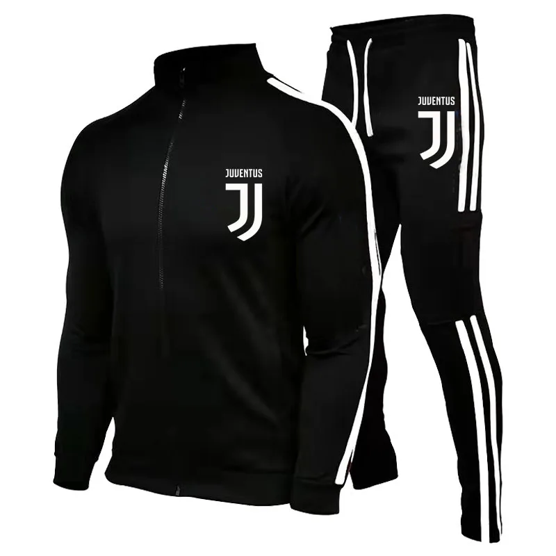 

2021 Brand Football League Men's Sportswear Harajuku Streetwear Zipper Decoration Gym Sportswear Top + Pants 2 Piece Set Large S