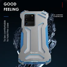 R-JUST Aircraft Aluminum Bumper Case for Samsung Galaxy S20 Ultra 5G S20 Plus Anti-knock Shockproof Metal Frame Back Cover