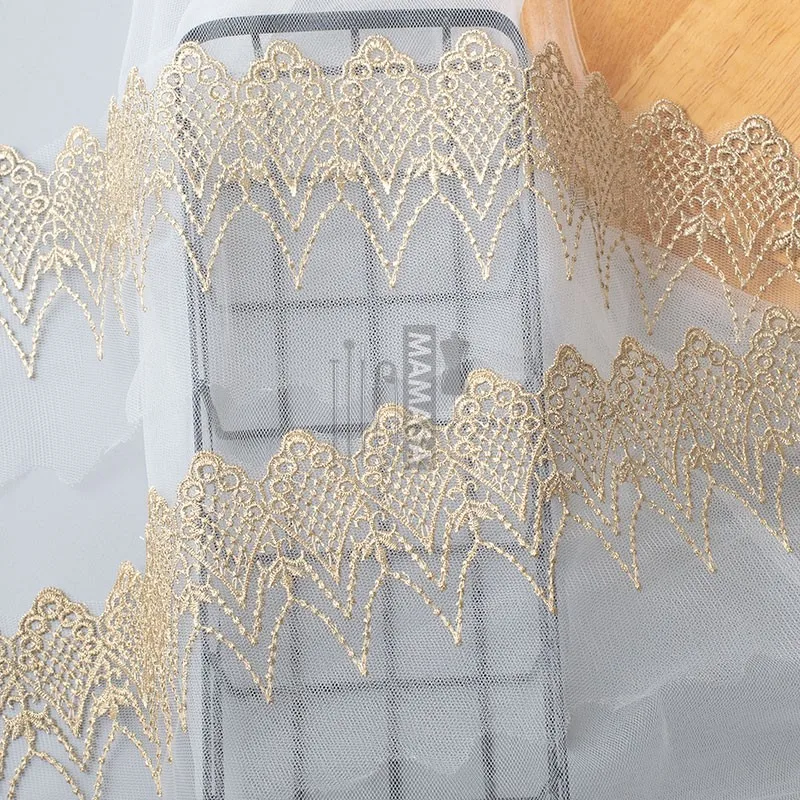 

10cm wide gold thread embroidery lace mesh lace skirt DIY handmade clothing wedding decoration material
