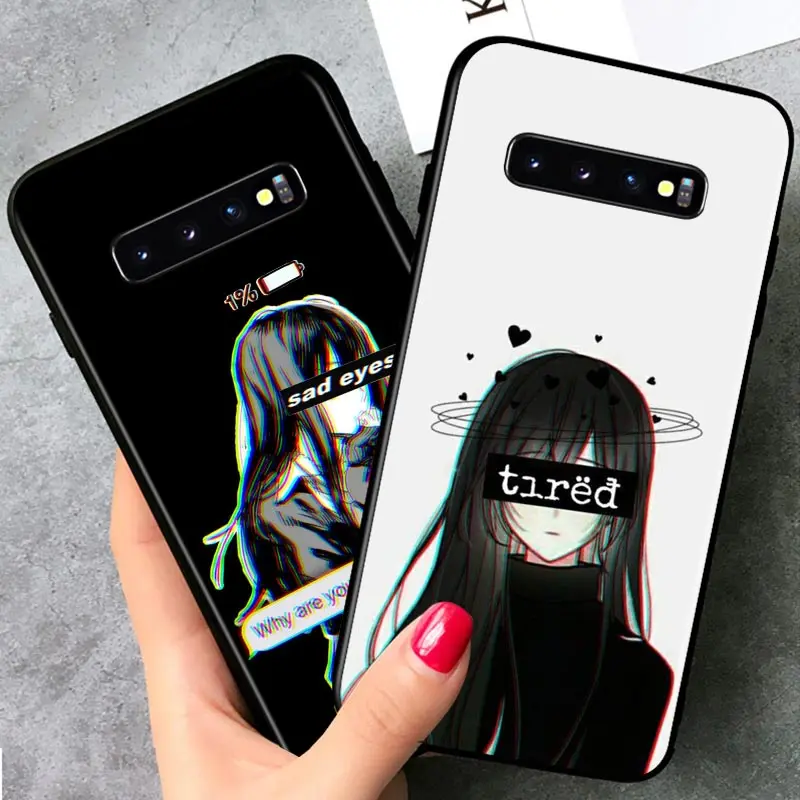 sad anime aesthetic senpai for samsung galaxy s21 note 20 s20 fe lite ultra 10 9 8 pro s10e s10 5g s9 s8 s7 s6 plus phone case free global shipping