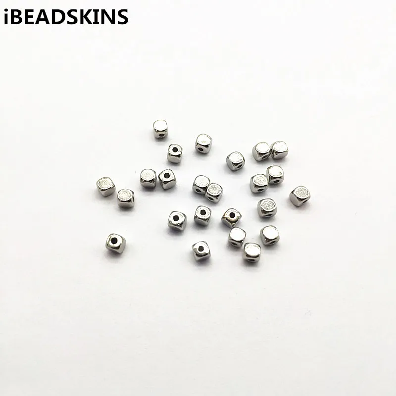 Новое поступление! 4 мм Цвет родия 1000 шт браслетов ожерелий диаметр квадратный