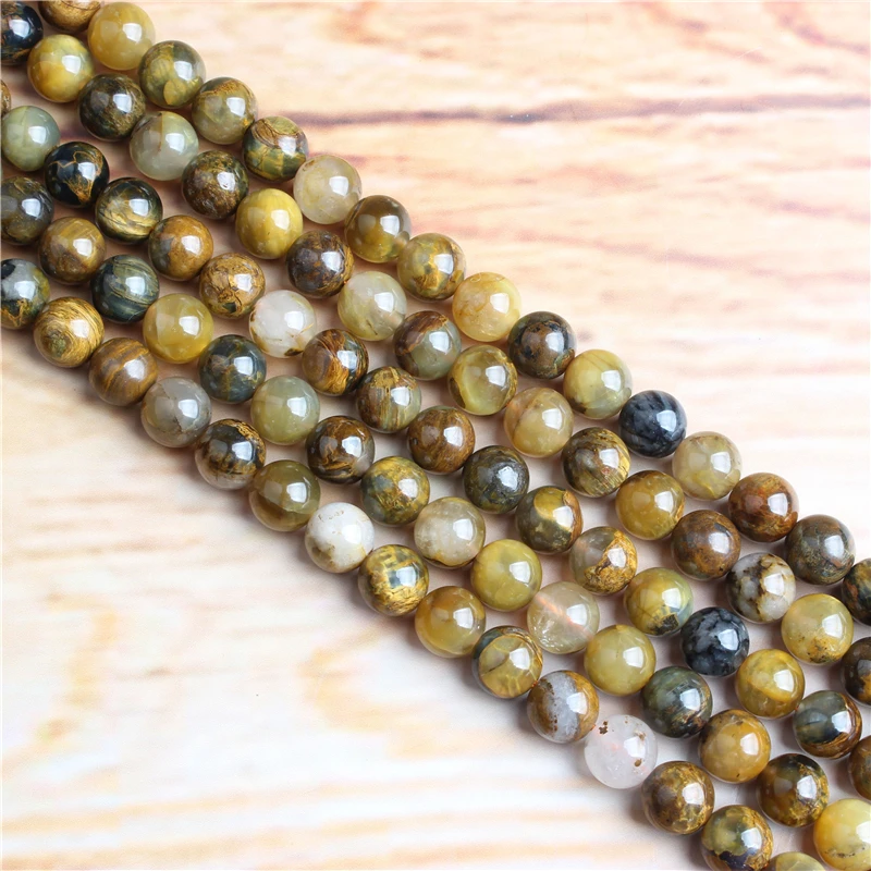 

Fashion jewelry 4 / 6 / 8 / 10 / 12mm yellow bi de stone Beaded natural stone suitable for DIY bracelet necklace accessories