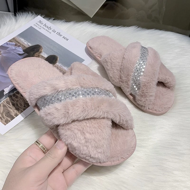 

Шлепанцы женские зимние, с круглым носком, плюшевые, на плоской подошве