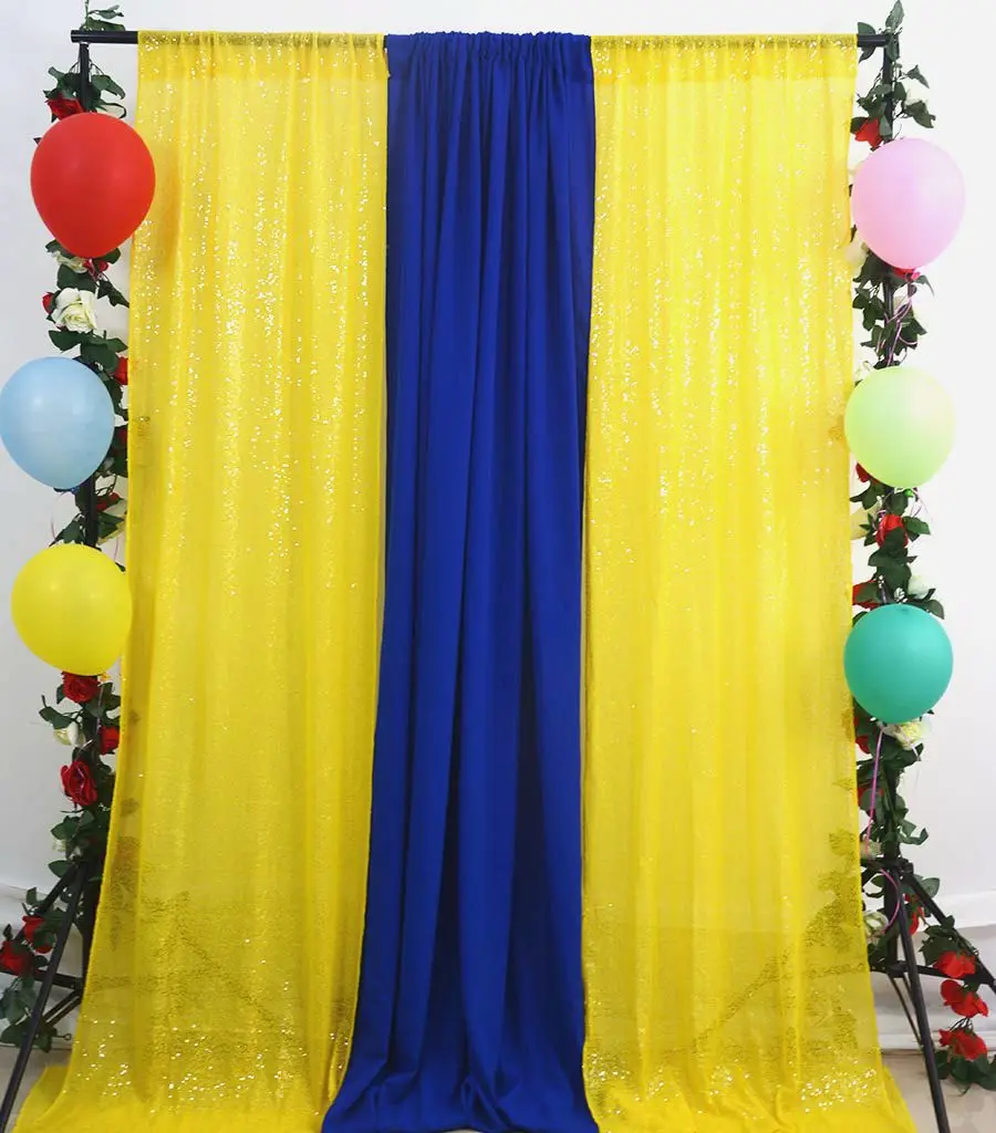 Блесток шторы 2 панели 96 дюймов желтый блесток фон блестящие фоны выпускного