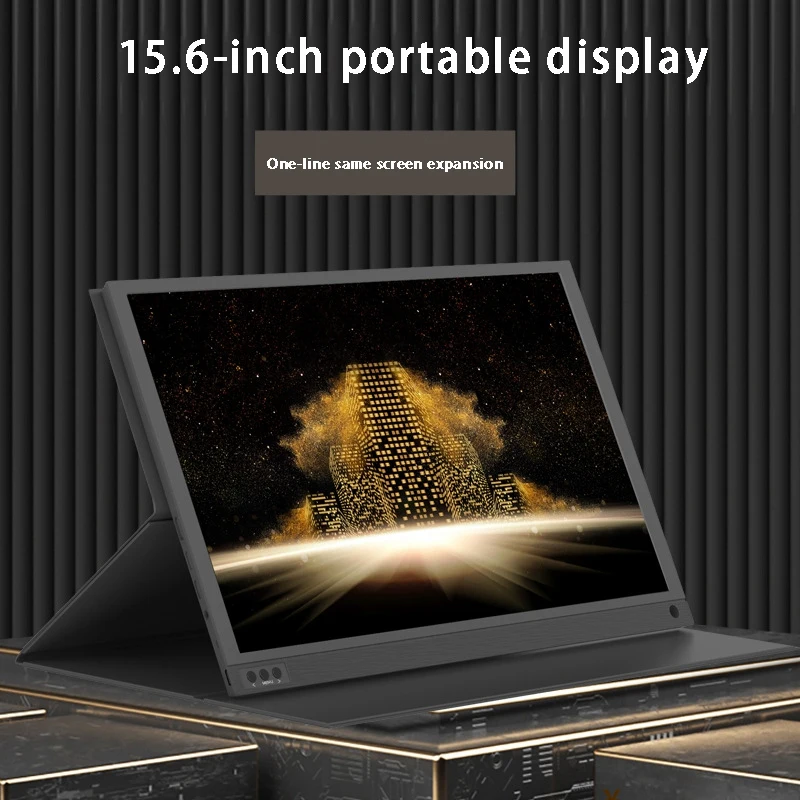 

15.6Inch External Monitor Portable Monitor Game Monitor Suitable for Phone/Switch/Ps4(with Gray Leather Case )