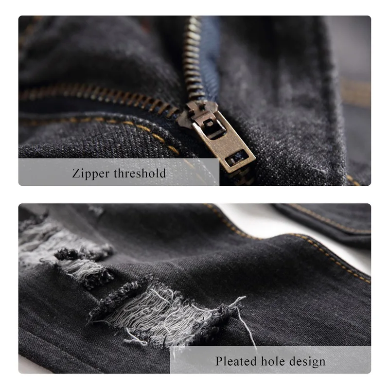 Мужские джинсы скинни CYSINCOS Прямые рваные в стиле хип-хоп с вышивкой | Мужская