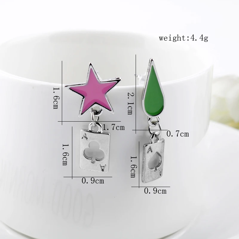 Косплей Аниме HUNTER x Hisoka КАПЛЕВИДНАЯ звезда покер металлические серьги висячие