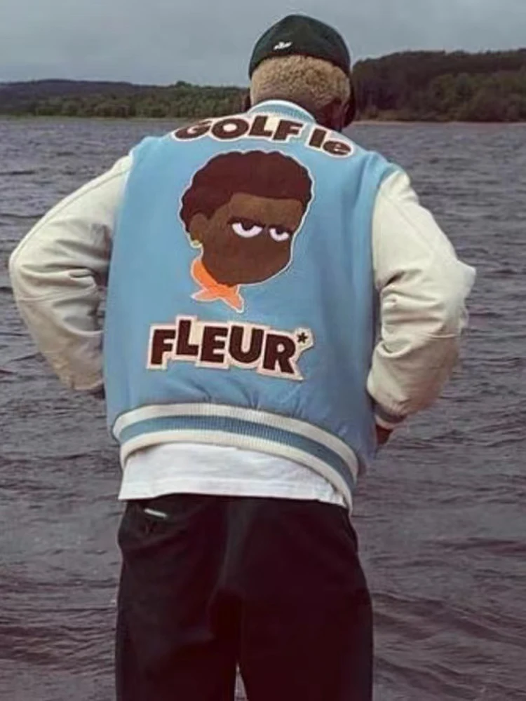 Новинка роскошные мужские синие куртки для гольфа цветочный Флёр Тайлер