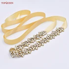 Женские Свадебные ремни TOPQUEEN S269, серебристыеЗолотыерозовые золотые стразы, вечерние свадебные аксессуары с аппликацией