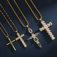 necklace for women men zircon shining charm cross style series couple pendants chain faith female choker jewelry gift wholesale