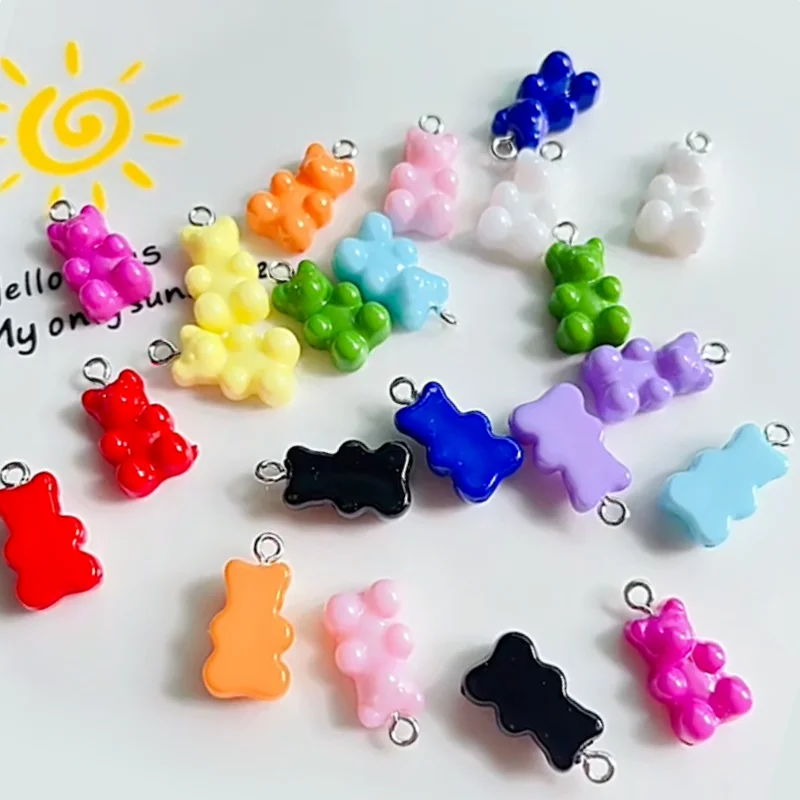 

10pcs Gummy Bears Pendants Charms For Jewelry Making DIY Necklaces Bracelets Earrings Acrylic Colorful Gummy Bears Charm Pendant
