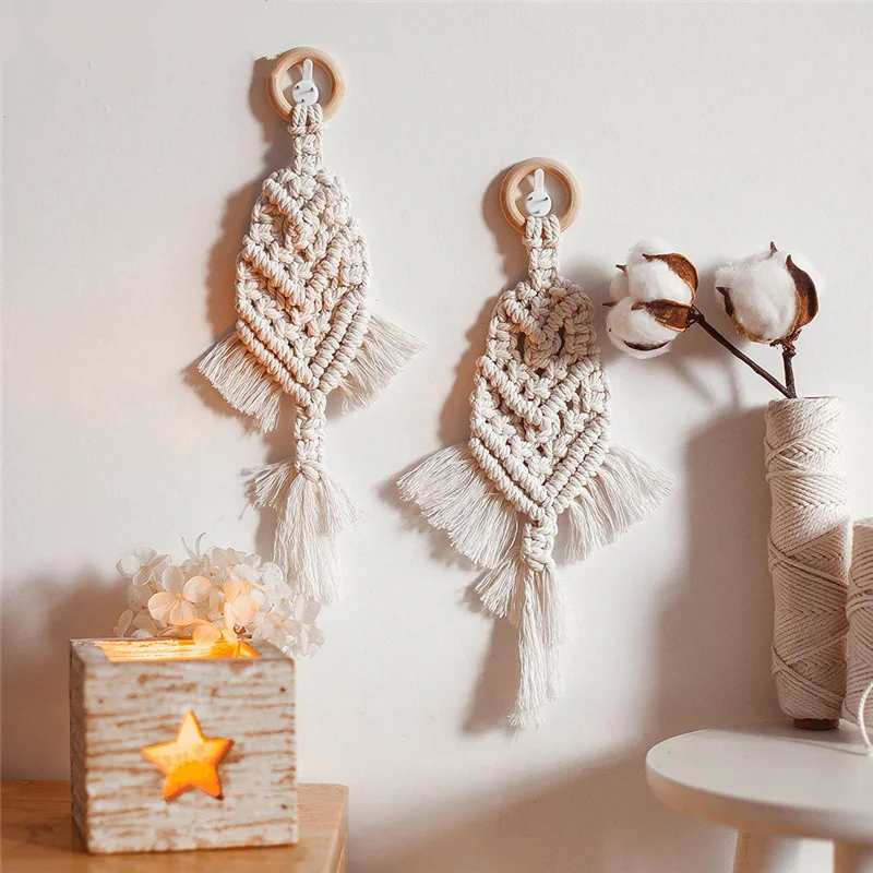 

1 Pcs Home Decoration Nordic Style Wall Hanging Beige Tassel Handmade Living Room Macrame Wedding Gifts Bedroom Ornament