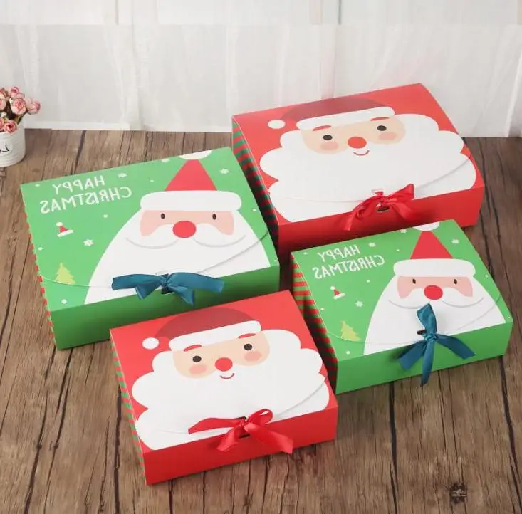 

100pcs Unique Christmas Eve Big Gift Box Santa Fairy Design Papercard Kraft Present Party Favour Activity Box Wholesale