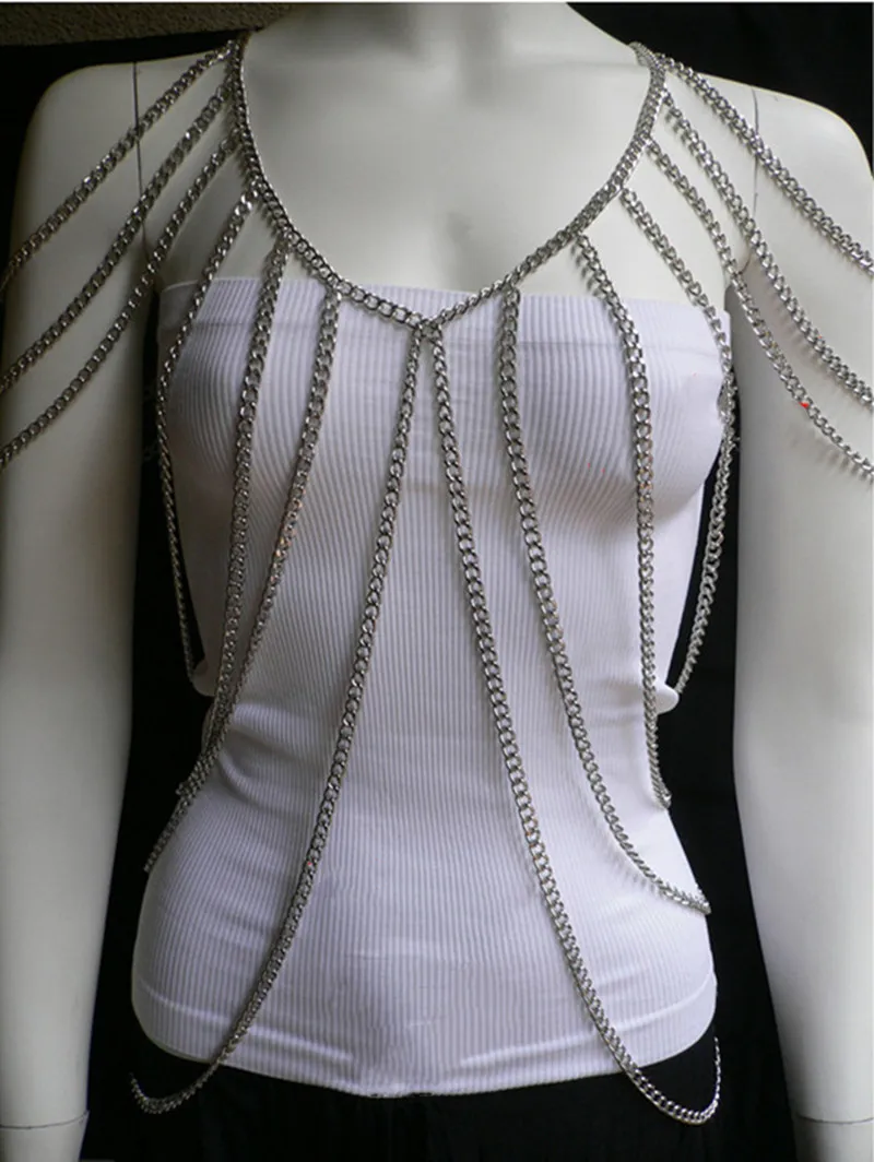 

B10018 Fashion Body Chain Jewelry Metal Chains Harness Necklace Street Party Show For Women Accesssories
