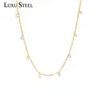 Роскошные круглые воротники из фианита золотого цвета-ожерелья из нержавеющей стали, звеньевые цепи, ожерелья, украшения из нержавеющей стали для женщин