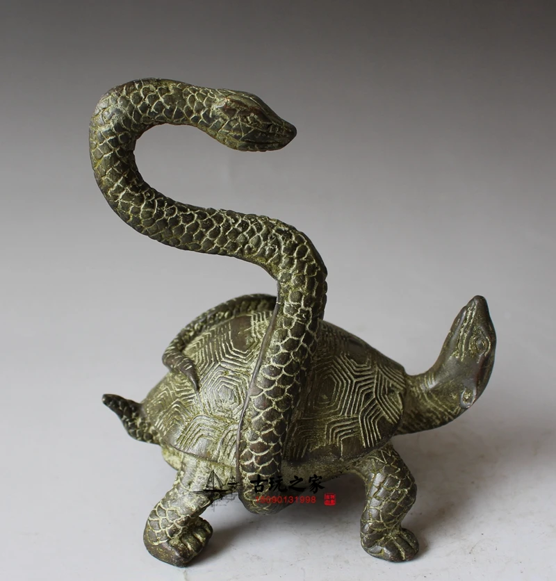 Bronze Wares Collection Four Great Gods and Beasts Basalt Buddha Decorations Pure Copper Snake Turtle Crafts Town H | Дом и сад