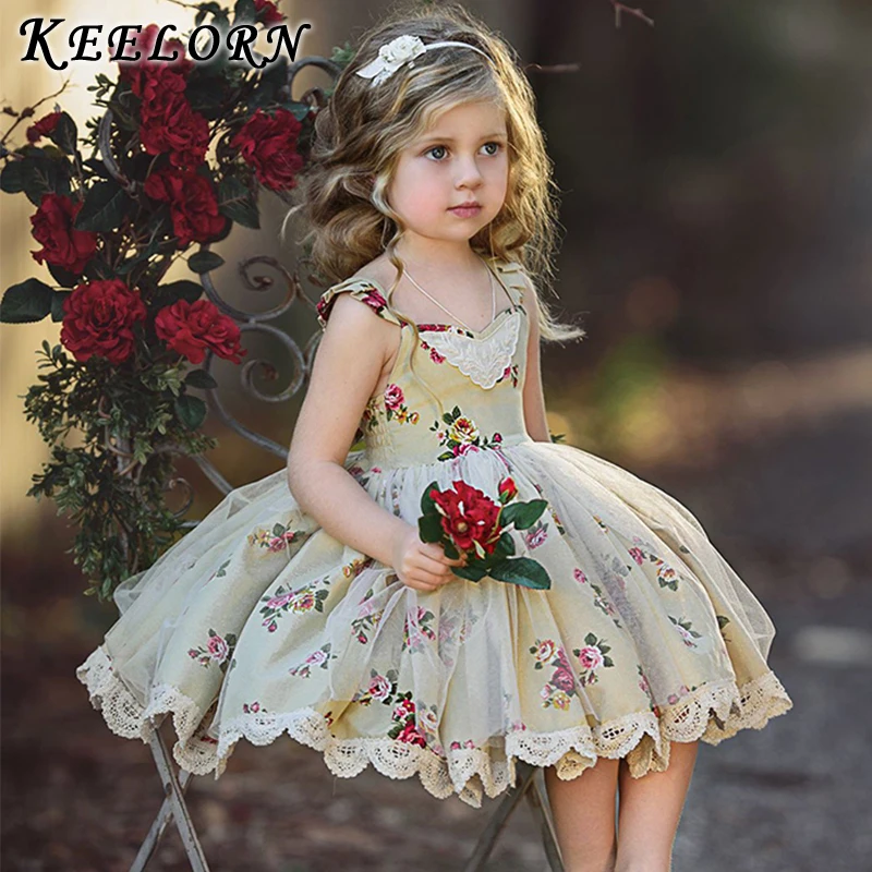Платье-пачка Keelorn для маленьких девочек Вечерние Платья с цветочным принтом и