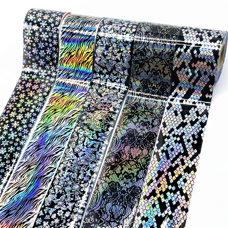 100m Holographic Nail Foils Floral Transfer Paper Laser Sticker Dandelion Manicure Set Stamping Wraps DIY Set Nail Decorations