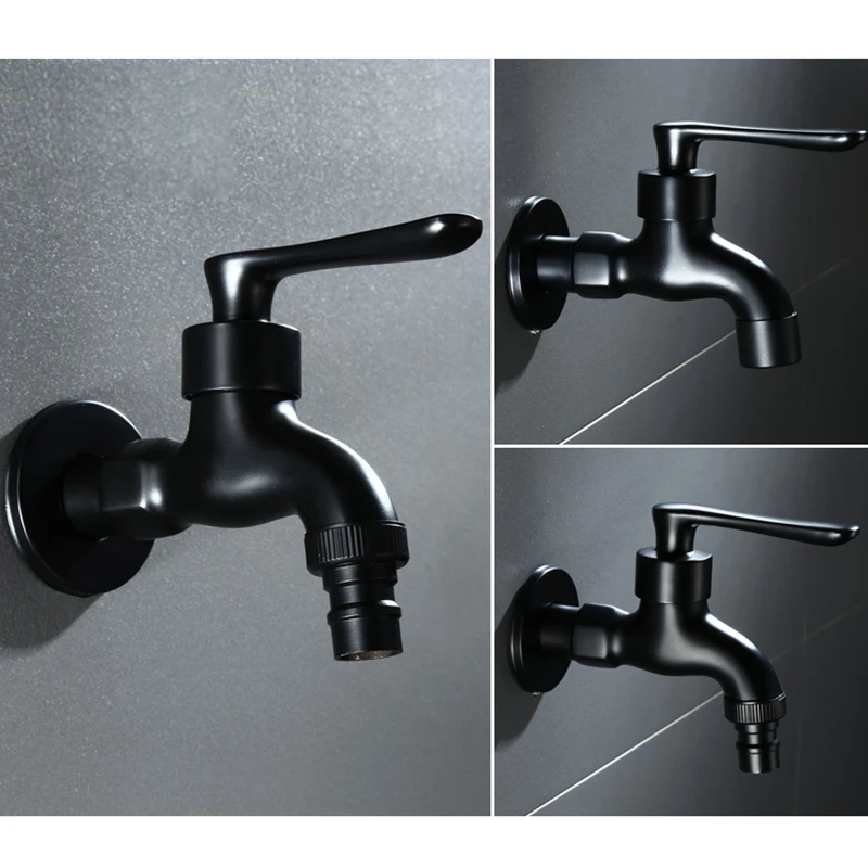 Черный латунный настенный кран для ванной комнаты угловой смеситель стиральной