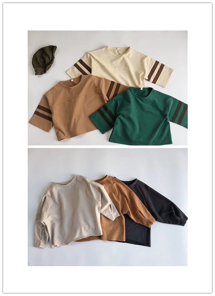 

New Children's Round Neck Solid Color Velvet Long-sleeved T-shirt Children's Bottoming Spring Shirt Tops Pullover