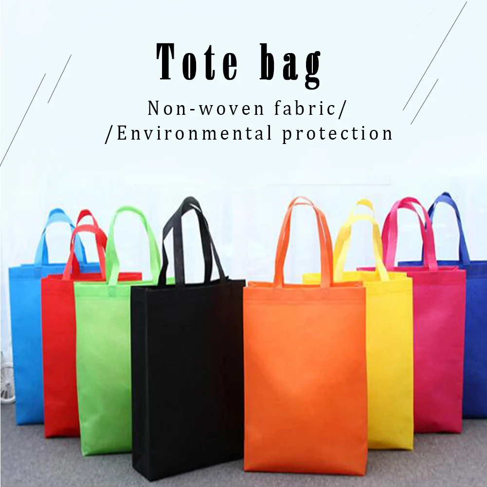 

New Reusable Non Woven Shopping Bag Solid Color Foldable Grocery Convenient Tote Eco-friendly Storage Handbag