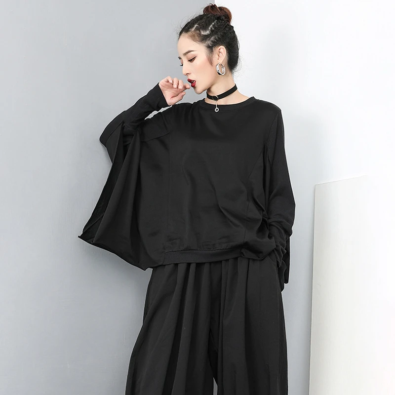 Женский трикотажный свитер с круглым вырезом и рукавами летучая мышь | Женская