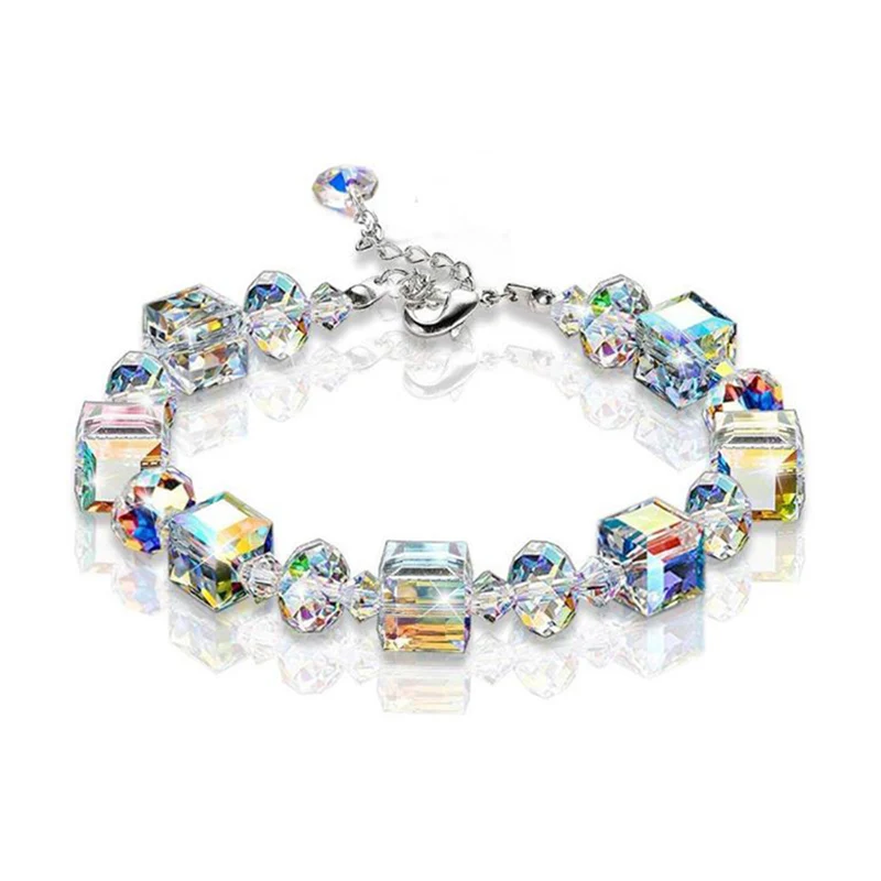 Элегантные Геометрические Квадратные Австрийские красочные белые Кристальные