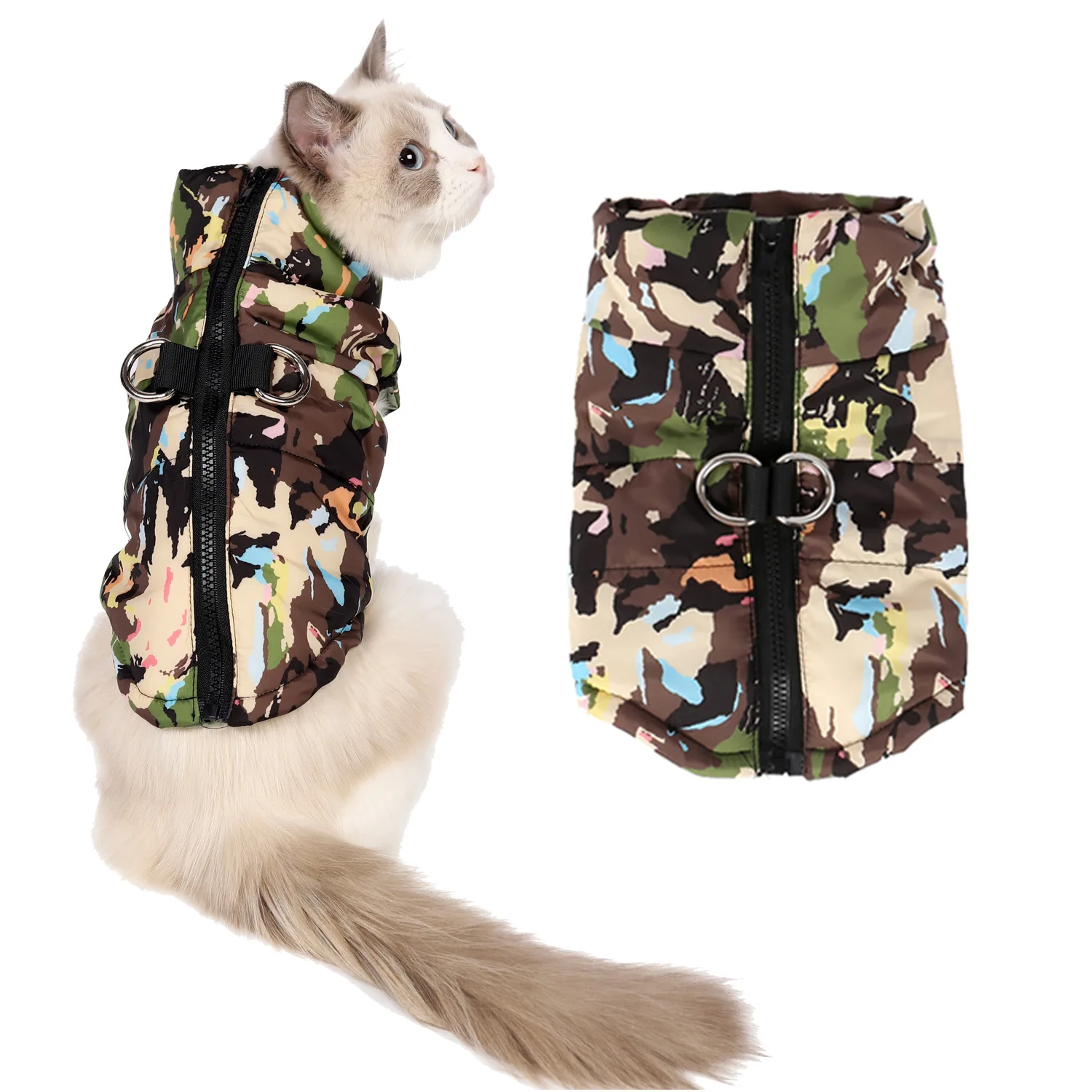 

Cat Cotton Clothes Waterproof Windproof Pet Outdoor Jacket Thick Vest Winter Coat Warm Dog Apparel for Cold weather