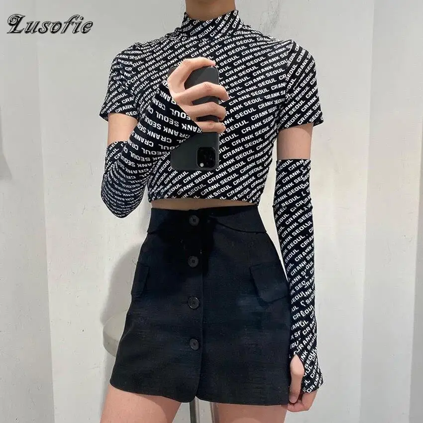 Lusofie 2020 Новая летняя белая футболка Сексуальная Короткая Повседневная со съемным