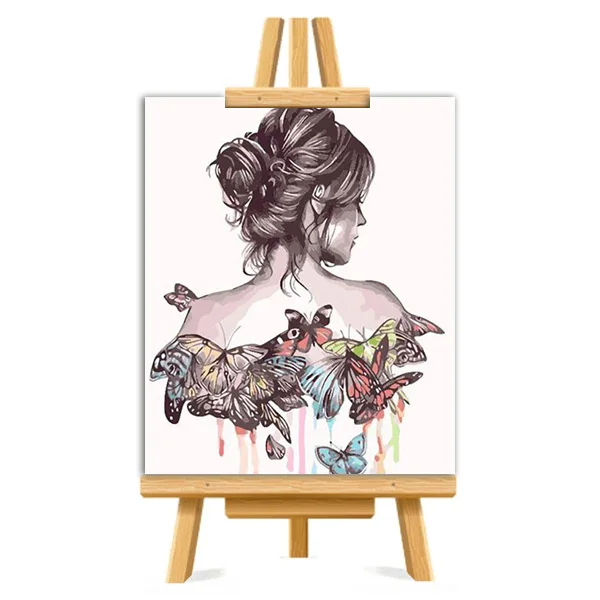 

Silhouette butterfly woman Picture DIY Painting By Numbers Colouring Zero Basis HandPainted Oil Painting Unique Gift Home Decor