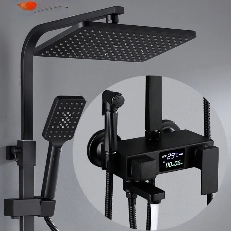 

Цифровая Душевая система для ванной и горячей и холодной воды, умный термостатический набор для душа, настенное крепление, смеситель для до...