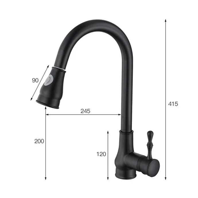 Матовый черный сенсорный смеситель для кухни чувствительный светодиодный из