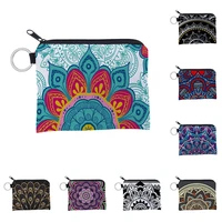 mandala series womens wallet bohemian coin purse storage bag waterproof children zipper mini key and card cloth bag handbags
