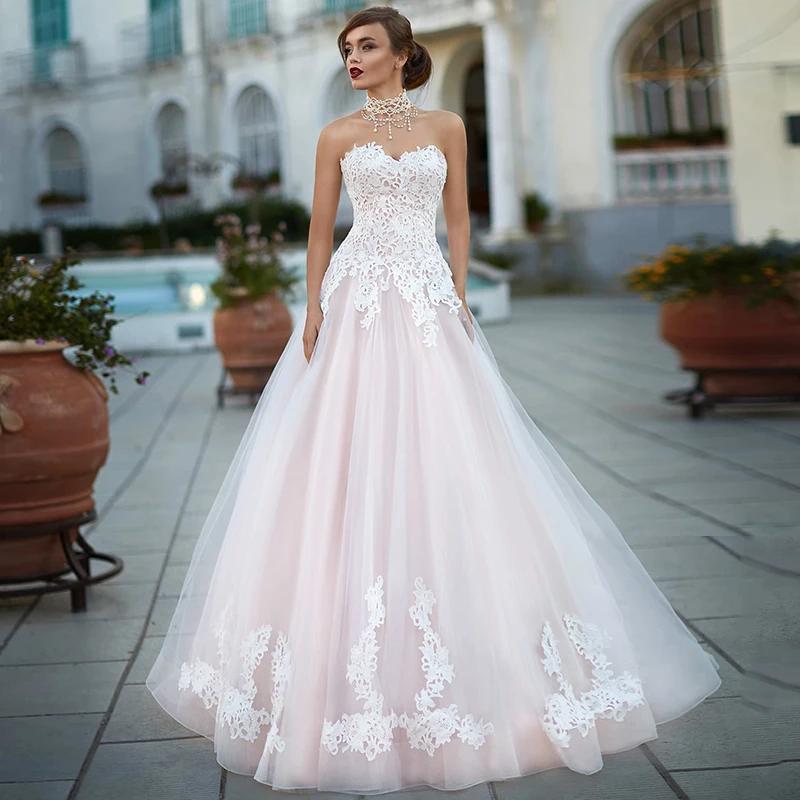 Скромные Милая ТРАПЕЦИЕВИДНОЕ свадебное платье 2021 развертки Поезд аппликация из