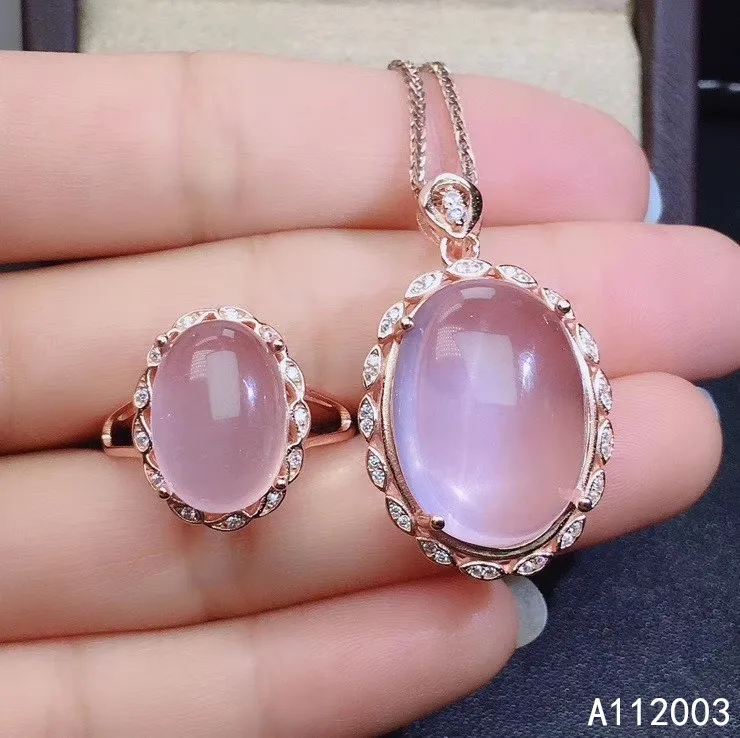 KJJEAXCMY Изящные Ювелирные изделия имитация серебра натуральный розовый кварц