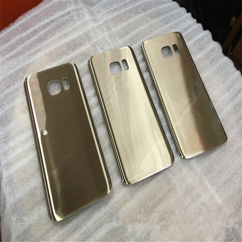 Для SAMSUNG Galaxy S7 G930F/S7 EDGE G935F Задняя стеклянная крышка батареи с логотипом Золотая задняя дверь Корпус чехол Задняя стеклянная крышка