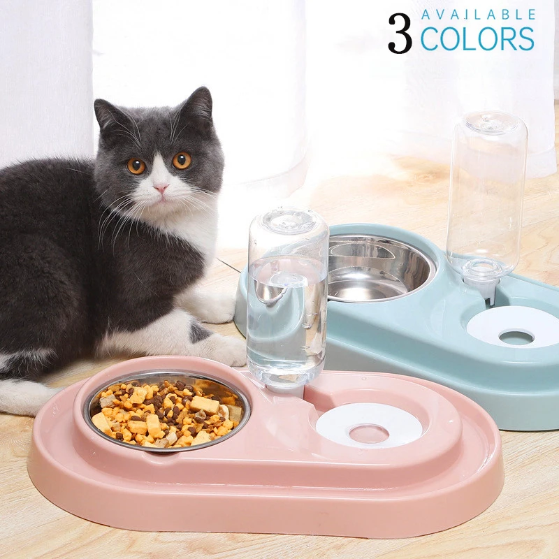 

товары для животных поилка для кошек Миски и поилки Автоматическая интегрированная миска для кошек и кошек, миска для еды с водой, поднос дл...