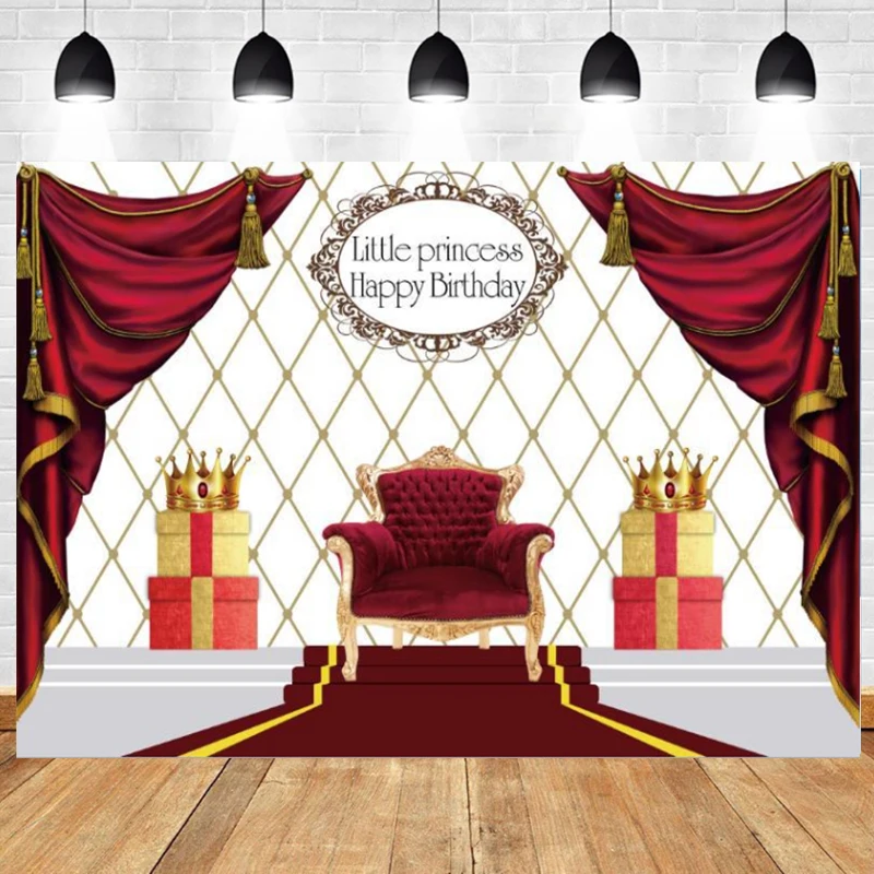 

Royal Newborn Baby Shower Girl Boy Birthday Photography Backdrop Prince Princess Crown Poster Portrait Background Custom Studio