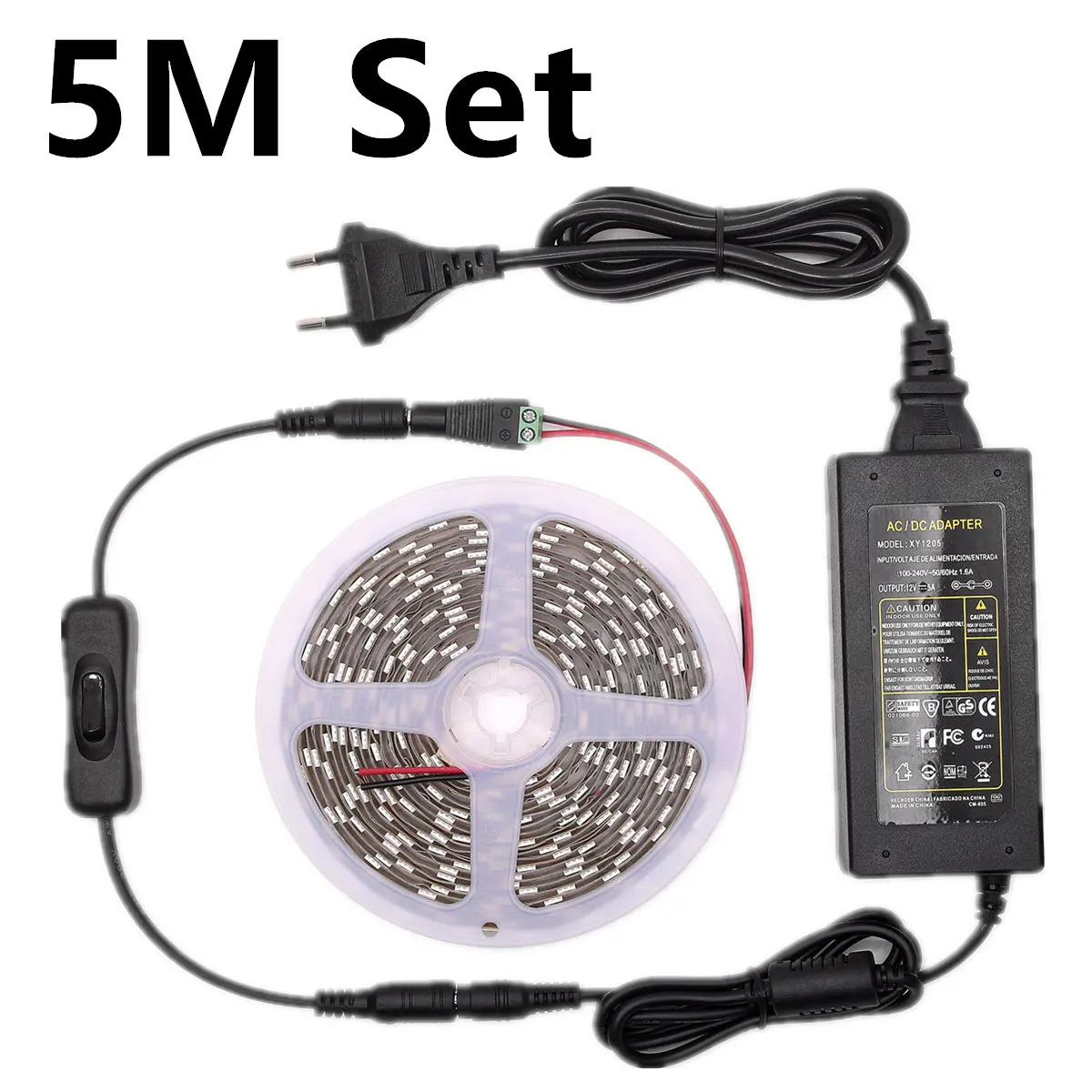 5M 5A Power Set 5050 Светодиодная лента, лампа для выращивания растений, гибкая лента, 12 В постоянного тока, водонепроницаемая, 5 м, светодиодный фито-лампа для роста растений, для теплицы, гидропоники, для выращивания растений - Испускаемый цвет: 5M 5A Power Set