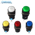 Круглый Мгновенный и самоблокирующийся кнопочный светильник, 1 шт., 16 мм, питание фонарика, 1NO1NC, 5 В, 12 В, 24 В, 220 В, сброс питания на 5 контактов