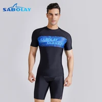 2021 new mens rash guard quick drying swimsuit surfing sunscreen anti uv rash guard diving suit tight beach shirt shorts