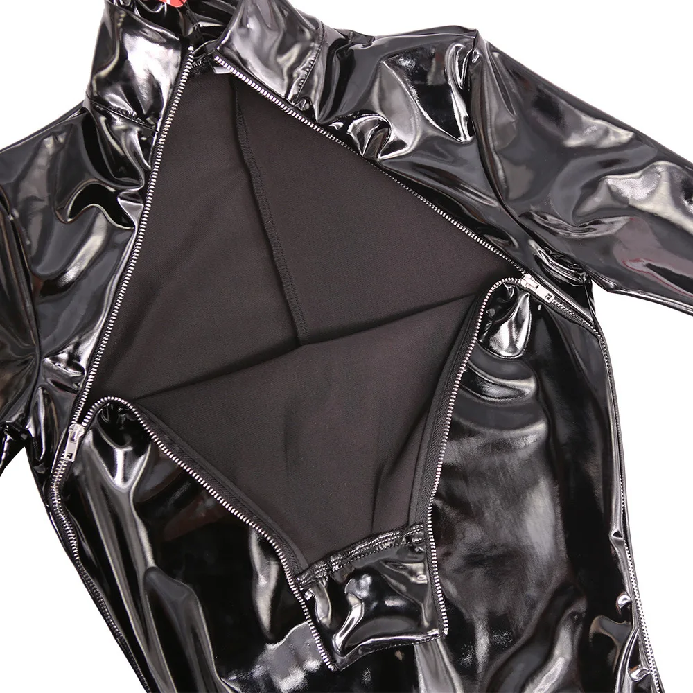 Женский комбидресс из ПВХ с высоким воротником и двойной молнией | Тематическая