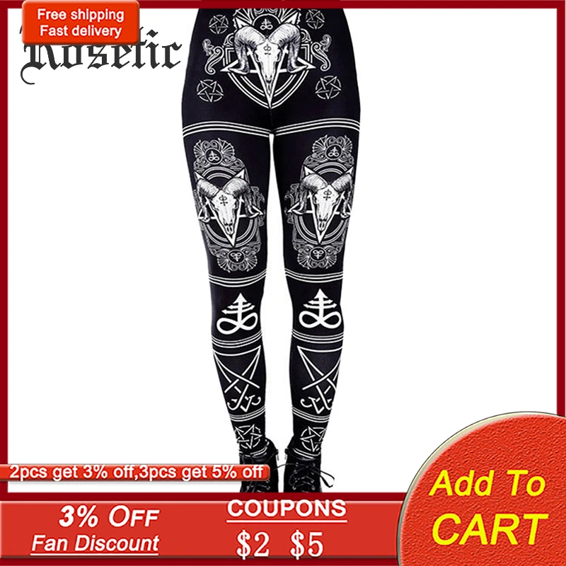 

Женские леггинсы с высокой талией, с принтом в виде черепа