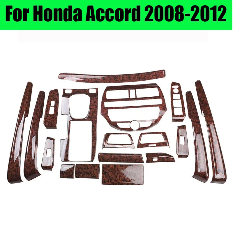For Honda Accord 2008 2009 2010 2011 2012 ABS Peach wood grain style Interior Center Console Molding Trim Kit