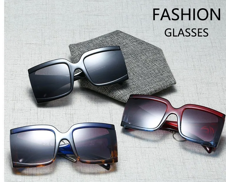Wide Leg Oversized Sunglasses For Women Retro Print Letter Frame Celebrity Fashion Sun Glasses Men Black Square Eyewear Oculos