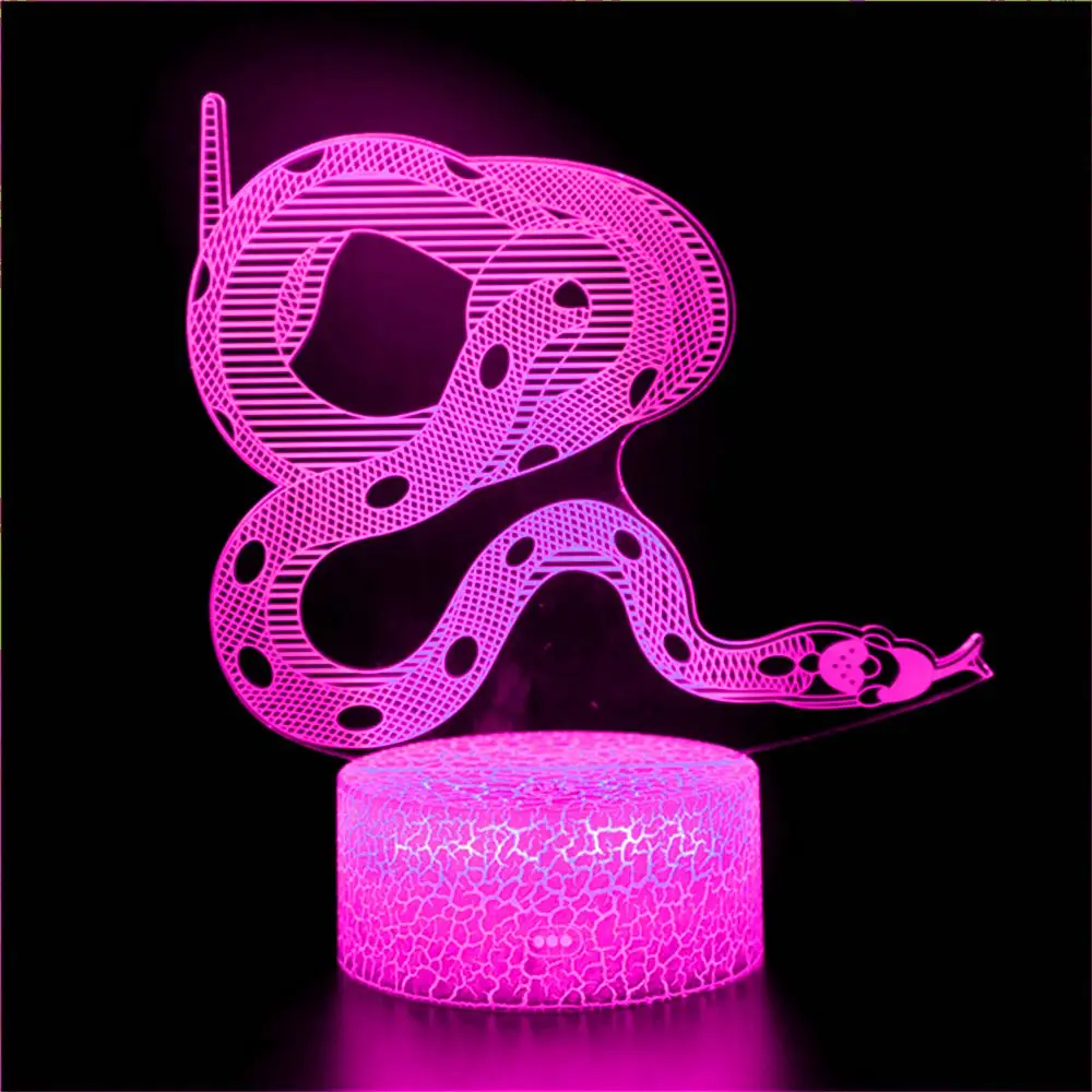 

Индукционная Красочная 3D Ночная подсветильник ка, змея, кошка, игрушка, змея, животное, детская игрушка, интересный новый подарок