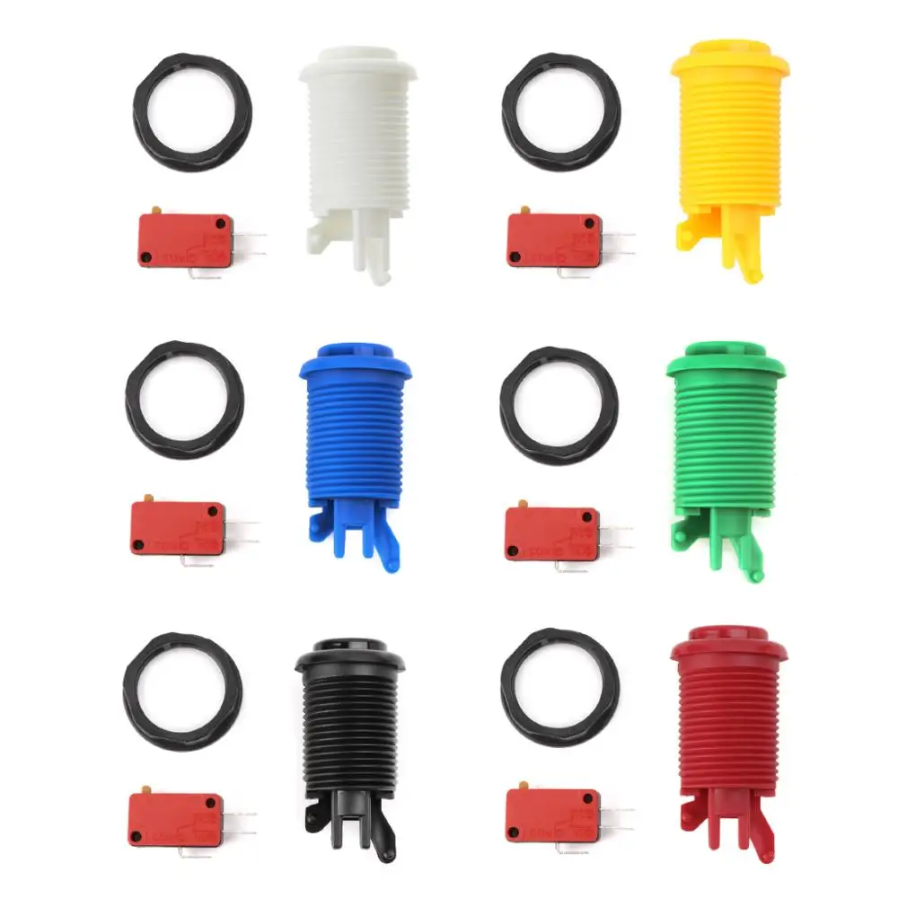 28mm Round Arcade Push Button American Style Three Foot Micro Switch for MAME Jamma M5TC | Спорт и развлечения